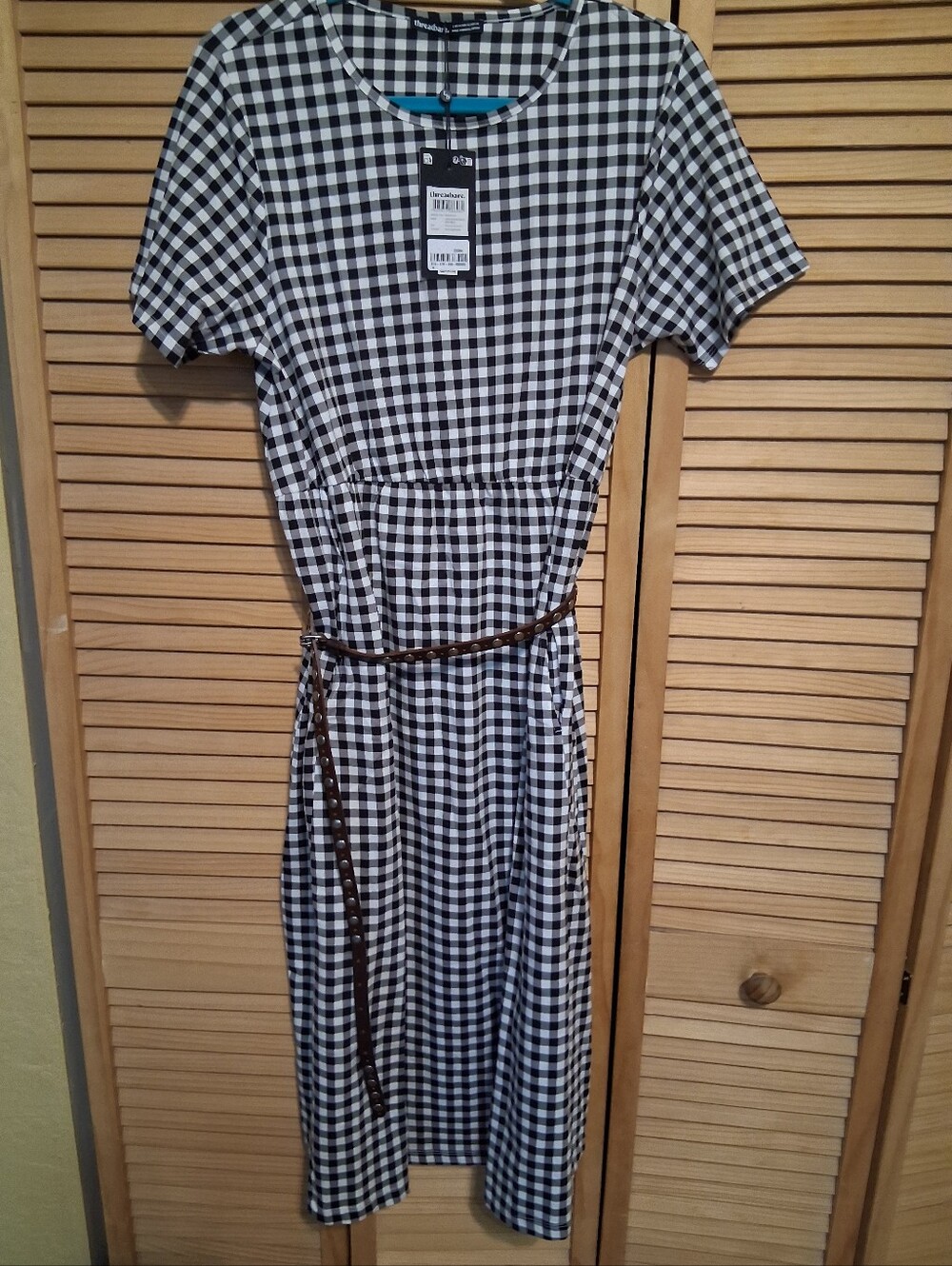 Black & White Gingham Midi Dress